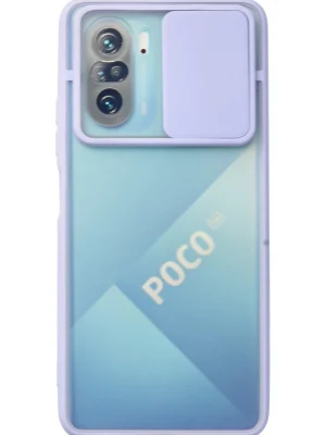Newface Xiaomi Poco F3 Kılıf Palm Buzlu Kamera Sürgülü Silikon - Lila