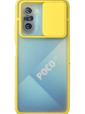 Newface Xiaomi Poco F3 Kılıf Palm Buzlu Kamera Sürgülü Silikon - Sarı