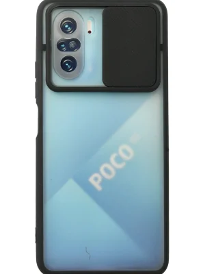 Newface Xiaomi Poco F3 Kılıf Palm Buzlu Kamera Sürgülü Silikon - Siyah