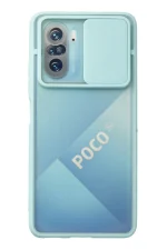 Newface Xiaomi Poco F3 Kılıf Palm Buzlu Kamera Sürgülü Silikon - Turkuaz