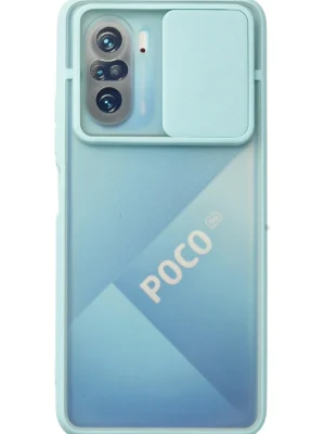 Newface Xiaomi Poco F3 Kılıf Palm Buzlu Kamera Sürgülü Silikon - Turkuaz