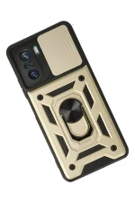 Newface Xiaomi Poco F3 Kılıf Pars Lens Yüzüklü Silikon - Gold - Görsel 2