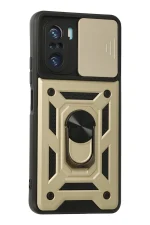 Newface Xiaomi Poco F3 Kılıf Pars Lens Yüzüklü Silikon - Gold - Görsel 3