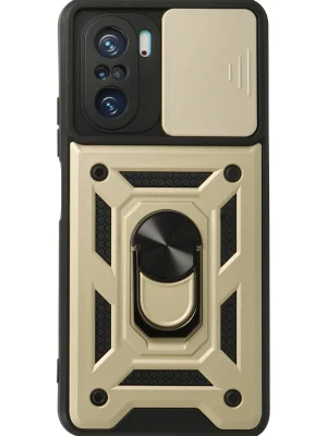 Newface Xiaomi Poco F3 Kılıf Pars Lens Yüzüklü Silikon - Gold