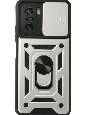 Newface Xiaomi Poco F3 Kılıf Pars Lens Yüzüklü Silikon - Gümüş