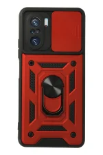 Newface Xiaomi Poco F3 Kılıf Pars Lens Yüzüklü Silikon - Kırmızı