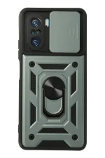 Newface Xiaomi Poco F3 Kılıf Pars Lens Yüzüklü Silikon - Yeşil