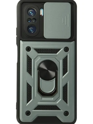 Newface Xiaomi Poco F3 Kılıf Pars Lens Yüzüklü Silikon - Yeşil