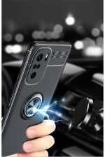 Newface Xiaomi Poco F3 Kılıf Range Yüzüklü Silikon - Kırmızı - Görsel 2