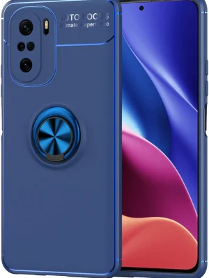 Newface Xiaomi Poco F3 Kılıf Range Yüzüklü Silikon - Mavi