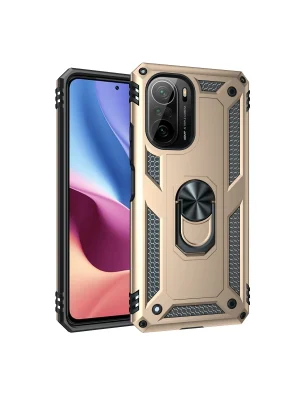 Newface Xiaomi Poco F3 Kılıf Sofya Yüzüklü Silikon Kapak - Gold