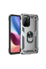 Newface Xiaomi Poco F3 Kılıf Sofya Yüzüklü Silikon Kapak - Gümüş