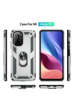 Newface Xiaomi Poco F3 Kılıf Sofya Yüzüklü Silikon Kapak - Gümüş - Görsel 3