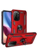 Newface Xiaomi Poco F3 Kılıf Sofya Yüzüklü Silikon Kapak - Kırmızı - Görsel 2
