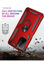 Newface Xiaomi Poco F3 Kılıf Sofya Yüzüklü Silikon Kapak - Kırmızı - Görsel 7
