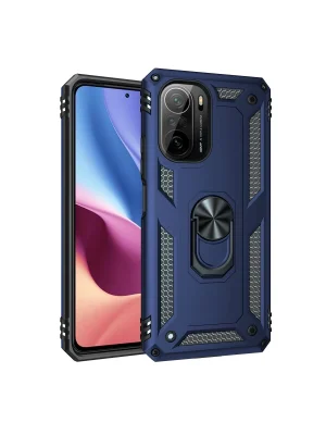 Newface Xiaomi Poco F3 Kılıf Sofya Yüzüklü Silikon Kapak - Lacivert