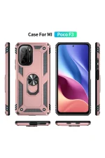 Newface Xiaomi Poco F3 Kılıf Sofya Yüzüklü Silikon Kapak - Rose - Görsel 3