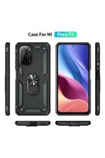 Newface Xiaomi Poco F3 Kılıf Sofya Yüzüklü Silikon Kapak - Siyah - Görsel 3