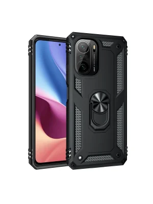 Newface Xiaomi Poco F3 Kılıf Sofya Yüzüklü Silikon Kapak - Siyah