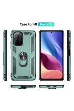 Newface Xiaomi Poco F3 Kılıf Sofya Yüzüklü Silikon Kapak - Yeşil - Görsel 3