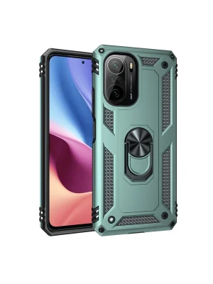 Newface Xiaomi Poco F3 Kılıf Sofya Yüzüklü Silikon Kapak - Yeşil