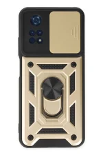 Newface Xiaomi Poco M4 Pro 4G Kılıf Pars Lens Yüzüklü Silikon - Gold