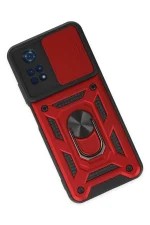 Newface Xiaomi Poco M4 Pro 4G Kılıf Pars Lens Yüzüklü Silikon - Kırmızı - Görsel 3