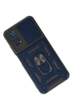 Newface Xiaomi Poco M4 Pro 4G Kılıf Pars Lens Yüzüklü Silikon - Lacivert - Görsel 3