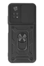 Newface Xiaomi Poco M4 Pro 4G Kılıf Pars Lens Yüzüklü Silikon - Siyah