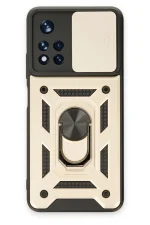 Newface Xiaomi Poco M4 Pro 5G Kılıf Pars Lens Yüzüklü Silikon - Gold