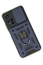 Newface Xiaomi Poco M4 Pro 5G Kılıf Pars Lens Yüzüklü Silikon - Lacivert - Görsel 3