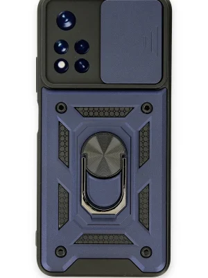 Newface Xiaomi Poco M4 Pro 5G Kılıf Pars Lens Yüzüklü Silikon - Lacivert