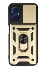 Newface Xiaomi Poco M5 Kılıf Pars Lens Yüzüklü Silikon - Gold