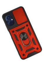 Newface Xiaomi Poco M5 Kılıf Pars Lens Yüzüklü Silikon - Kırmızı - Görsel 3