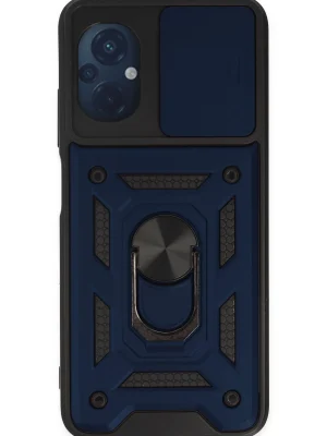 Newface Xiaomi Poco M5 Kılıf Pars Lens Yüzüklü Silikon - Lacivert