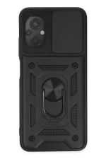 Newface Xiaomi Poco M5 Kılıf Pars Lens Yüzüklü Silikon - Siyah