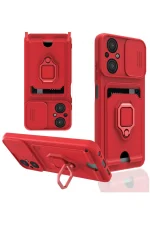 Newface Xiaomi Poco M5 Kılıf Zuma Kartvizitli Yüzüklü Silikon - Kırmızı