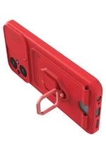 Newface Xiaomi Poco M5 Kılıf Zuma Kartvizitli Yüzüklü Silikon - Kırmızı - Görsel 3