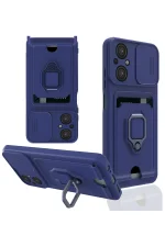 Newface Xiaomi Poco M5 Kılıf Zuma Kartvizitli Yüzüklü Silikon - Lacivert