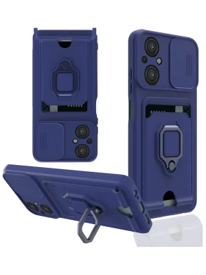 Newface Xiaomi Poco M5 Kılıf Zuma Kartvizitli Yüzüklü Silikon - Lacivert