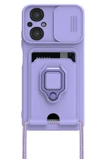 Newface Xiaomi Poco M5 Kılıf Zuma Kartvizitli Yüzüklü Silikon - Lila - Görsel 2