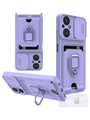 Newface Xiaomi Poco M5 Kılıf Zuma Kartvizitli Yüzüklü Silikon - Lila