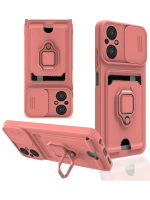 Newface Xiaomi Poco M5 Kılıf Zuma Kartvizitli Yüzüklü Silikon - Pembe