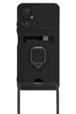 Newface Xiaomi Poco M5 Kılıf Zuma Kartvizitli Yüzüklü Silikon - Siyah - Görsel 2