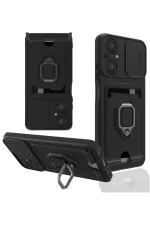 Newface Xiaomi Poco M5 Kılıf Zuma Kartvizitli Yüzüklü Silikon - Siyah