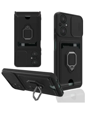 Newface Xiaomi Poco M5 Kılıf Zuma Kartvizitli Yüzüklü Silikon - Siyah