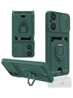 Newface Xiaomi Poco M5 Kılıf Zuma Kartvizitli Yüzüklü Silikon - Yeşil