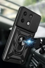 Newface Xiaomi Poco M6 Pro 4G Kılıf Pars Lens Yüzüklü Silikon - Gümüş - Görsel 2