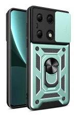 Newface Xiaomi Poco M6 Pro 4G Kılıf Pars Lens Yüzüklü Silikon - Yeşil