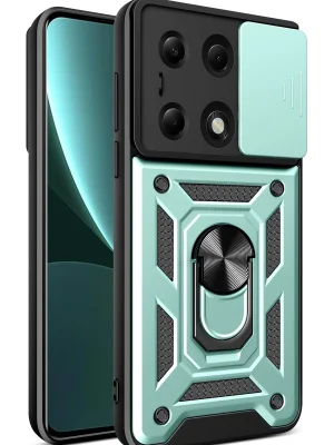 Newface Xiaomi Poco M6 Pro 4G Kılıf Pars Lens Yüzüklü Silikon - Yeşil